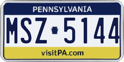 PA license plate MSZ5144