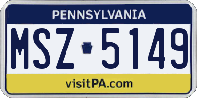 PA license plate MSZ5149