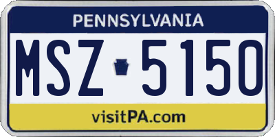 PA license plate MSZ5150