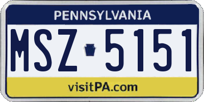 PA license plate MSZ5151