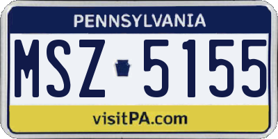 PA license plate MSZ5155