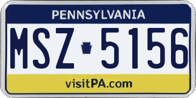 PA license plate MSZ5156