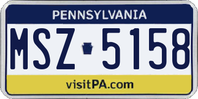 PA license plate MSZ5158