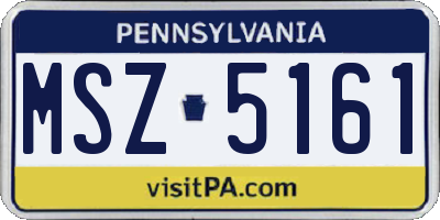 PA license plate MSZ5161