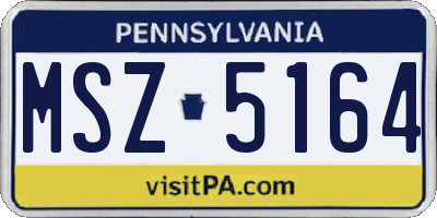 PA license plate MSZ5164