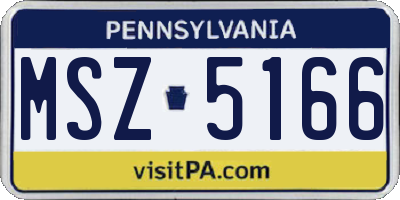 PA license plate MSZ5166