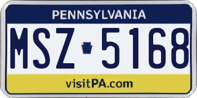 PA license plate MSZ5168