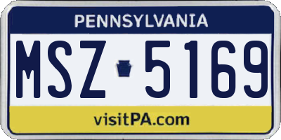 PA license plate MSZ5169