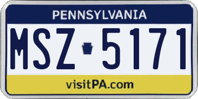 PA license plate MSZ5171