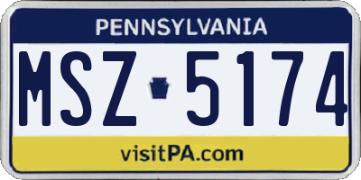 PA license plate MSZ5174