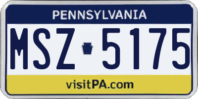 PA license plate MSZ5175