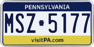 PA license plate MSZ5177