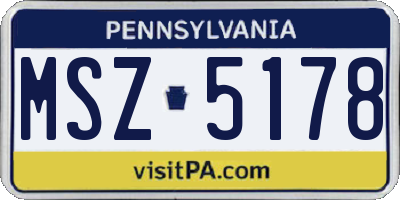 PA license plate MSZ5178
