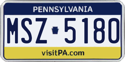 PA license plate MSZ5180