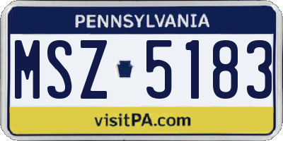 PA license plate MSZ5183