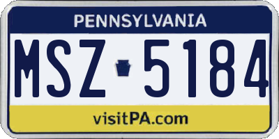 PA license plate MSZ5184