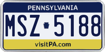 PA license plate MSZ5188