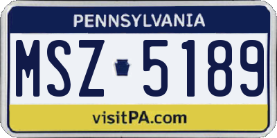 PA license plate MSZ5189