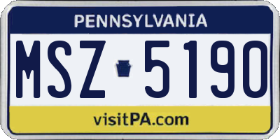 PA license plate MSZ5190