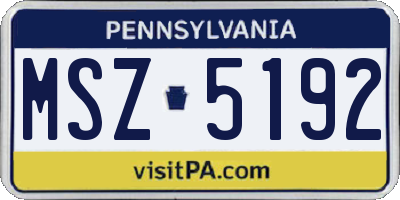 PA license plate MSZ5192