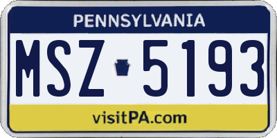 PA license plate MSZ5193