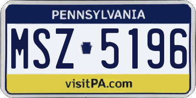 PA license plate MSZ5196