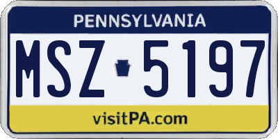 PA license plate MSZ5197