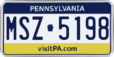 PA license plate MSZ5198