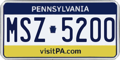 PA license plate MSZ5200