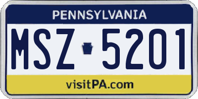 PA license plate MSZ5201