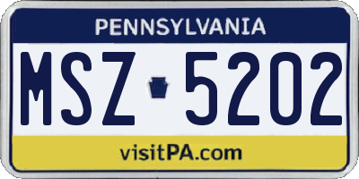 PA license plate MSZ5202