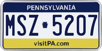 PA license plate MSZ5207