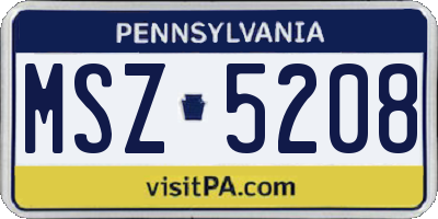 PA license plate MSZ5208