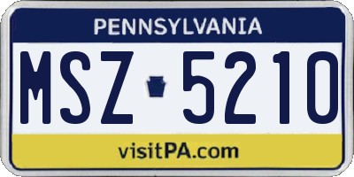 PA license plate MSZ5210