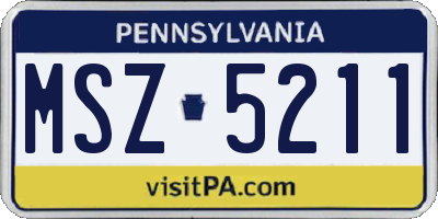 PA license plate MSZ5211