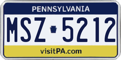 PA license plate MSZ5212