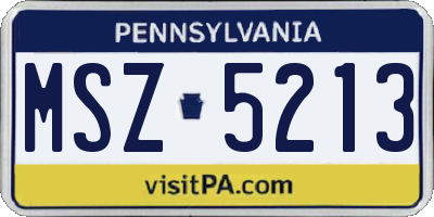PA license plate MSZ5213