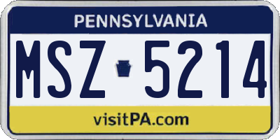 PA license plate MSZ5214