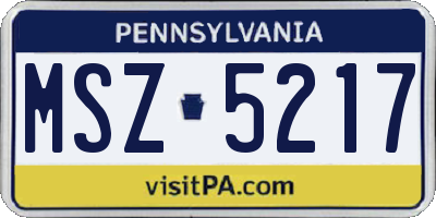 PA license plate MSZ5217
