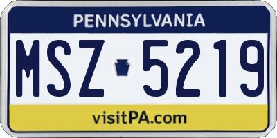 PA license plate MSZ5219