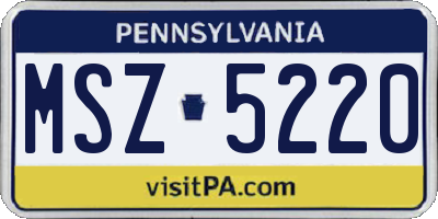 PA license plate MSZ5220