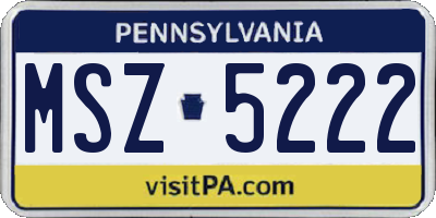 PA license plate MSZ5222
