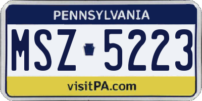 PA license plate MSZ5223