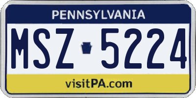 PA license plate MSZ5224