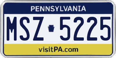 PA license plate MSZ5225