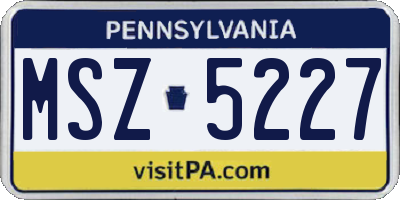 PA license plate MSZ5227