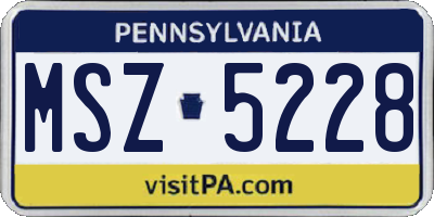 PA license plate MSZ5228