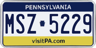 PA license plate MSZ5229