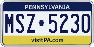 PA license plate MSZ5230