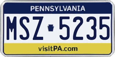 PA license plate MSZ5235